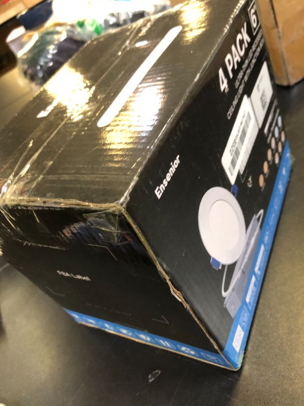 Photo 1 of Ensenior 4 Pack 6 Inch LED Recessed Light, Dimmable, 5000K Daylight, 1050LM High Brightness, 12W 120V, Damp Rated, Ultra-Thin Canless Wafer Ceiling Light - ETL & FCC & IC