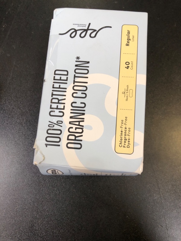 Photo 1 of 100% Organic Panty Liners for Women, Ultra Thin Cotton Cover, Regular Pantiliners, Light Absorbency, Unscented Barely There Pantie Liners, Individually Wrapped (Regular Liner, Size 1, 40ct)