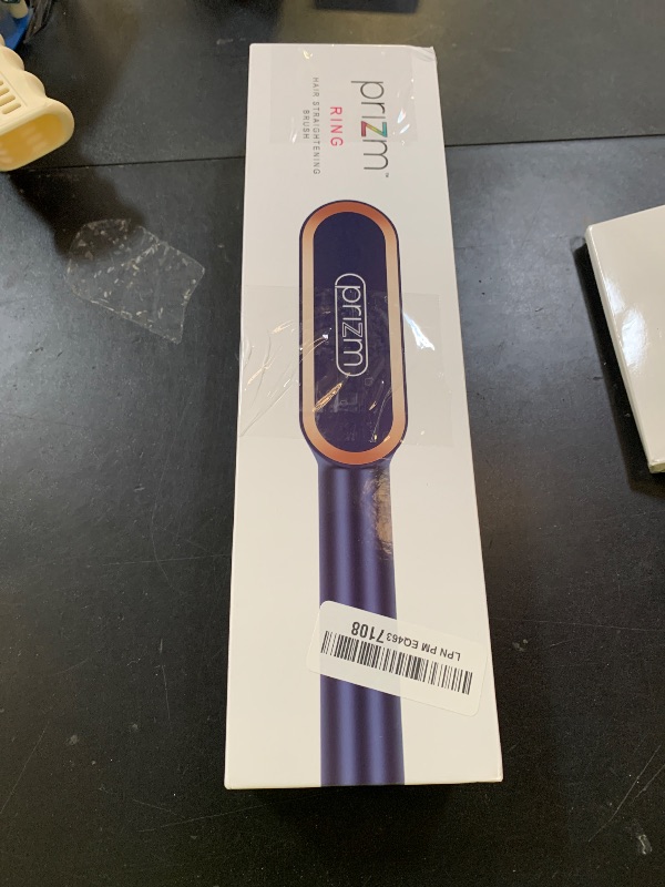 Photo 1 of Prizm Hair Straightener Brush, 20s Fast Heating, Negative Ions Hair Straightening Brush with Less Frizz, 4 Temp Settings & LED Display, Anti-Scald Design, Gift for Women, Dual Voltage, Prussian Blue