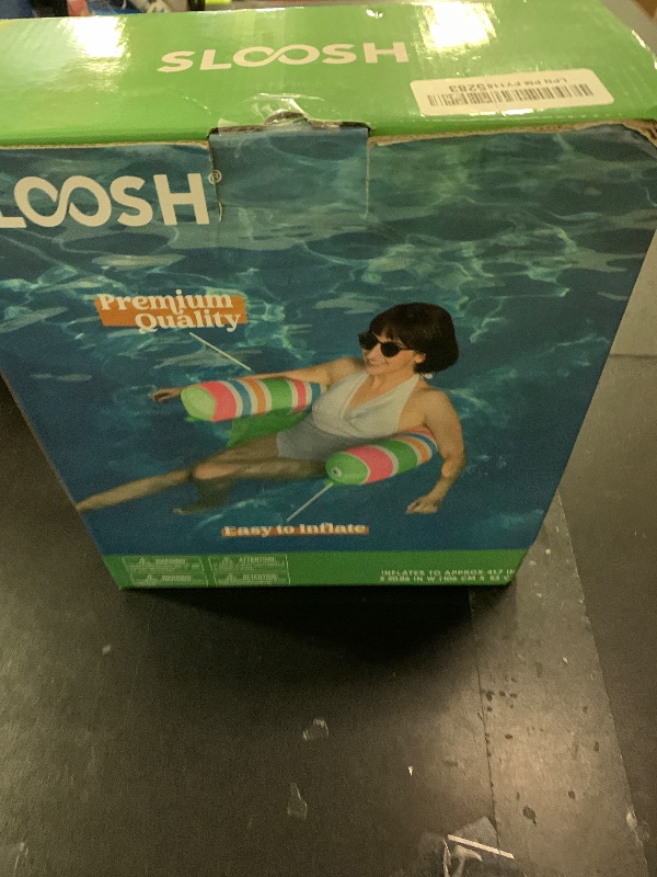 Photo 1 of SLOOSH Inflatable Pool Floats Chairs Adults, 2 Packs Floating Noodle Chair with Stripes Design Soft Fabric Covered with Sling for Swimming Pool Water Party Summer Lake,Blue,Green