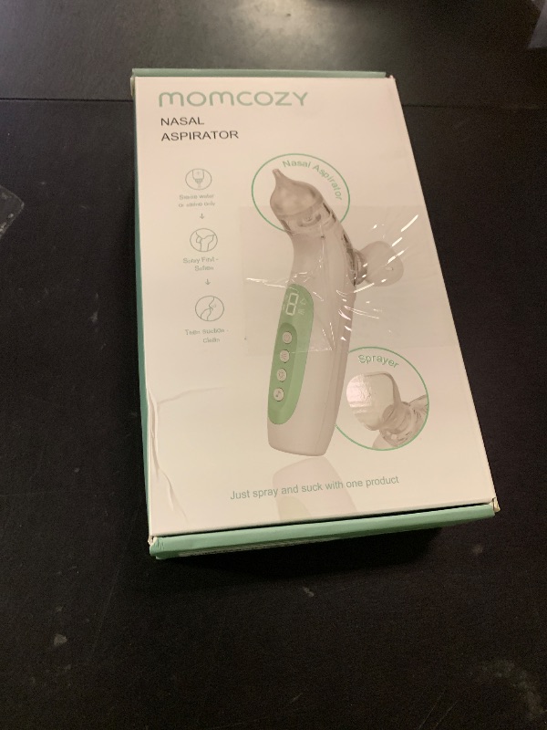 Photo 1 of Momcozy BreezyClear™ 2-in-1 Electric Nasal Aspirator for Baby with Spray, 65kPa Hospital-Grade Suction, 4 Adjustable Levels, Quiet & Portable Nose Cleaner with Soothing Light & Music