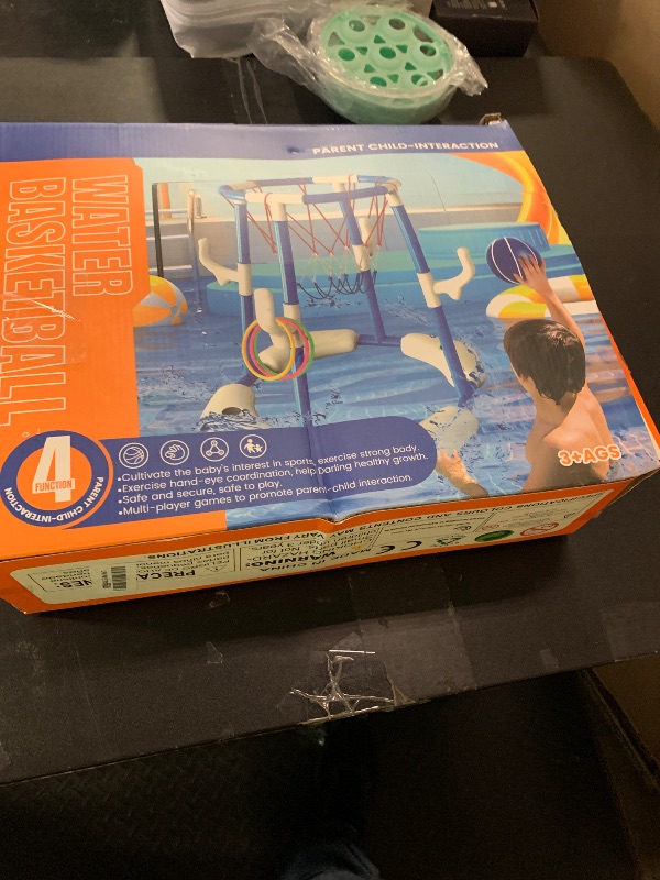 Photo 1 of AyiOwmpa Pool Basketball Hoop, 2 in 1 Pool Toys Includes Floating Basketball Hoop for Pool and Ring Toss Game for Kids 4-8 8-12 and Adults, Summer Swimming Pool Toys Games for Outdoor Play (Blue)