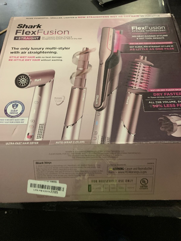 Photo 1 of Shark FlexFusion Hair Straightener & Powerful Dryer with Diffuser, Fusion Hair Brush, Ceramic Air Styler with Auto-Wrap Curlers, Ceramic Plates, Cosmic Blush HD642S