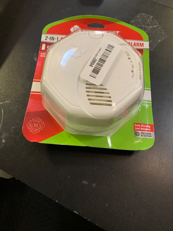 Photo 1 of First Alert Combination Smoke & Carbon Monoxide Alarm, Battery Operated Detector with Test & Silence Button, SMCO100, 1-Pack,White