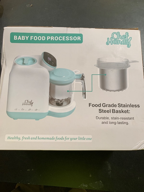 Photo 1 of Chefhandy Baby Food Maker, Steamer & Blender, Puree Maker with Auto/Manual Blend, Steam Basket, Bottle Warmer & Sterili-zer, Compact Easy-to-Clean Baby Food Processor (White Blue)