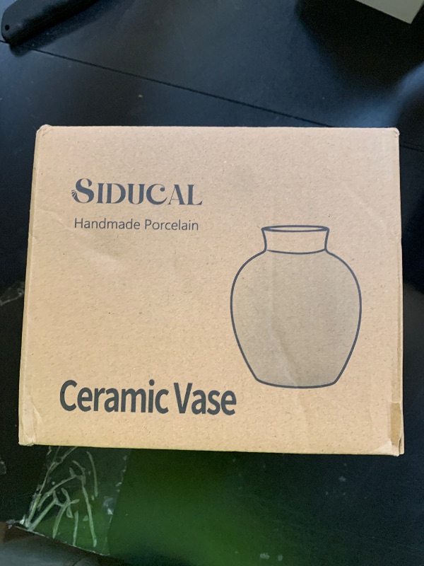 Photo 1 of SIDUCAL Ceramic Decorative Flower Vase | 6 Inch Pottery Rustic Farmhouse Boho Vase for Home Decor, Table, Living Room, Bathroom, Shelf, Mantel Decoration, Wedding, White