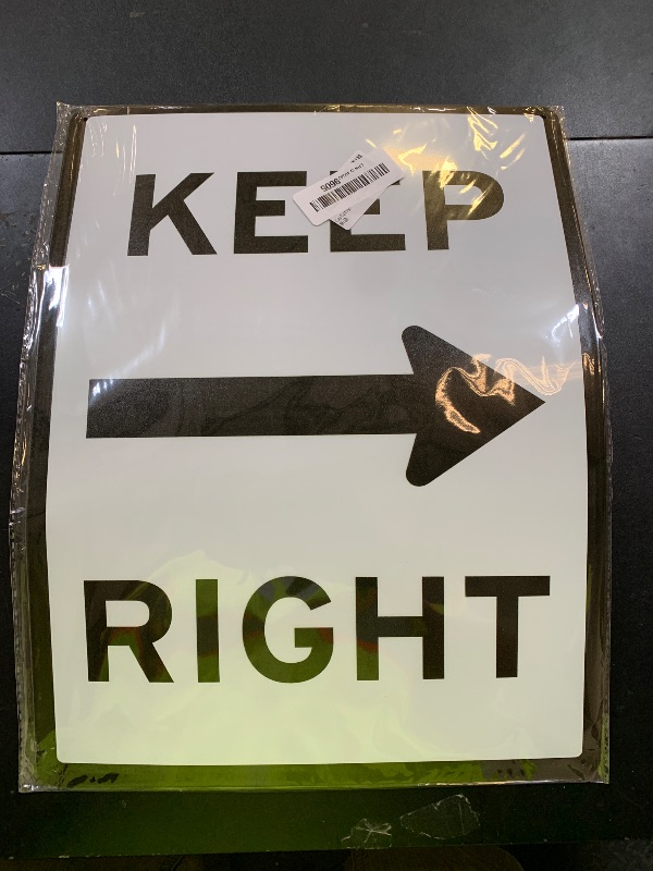 Photo 1 of Keep Right Sign Traffic and Parking Metal Tin Sign 12x16 Inches