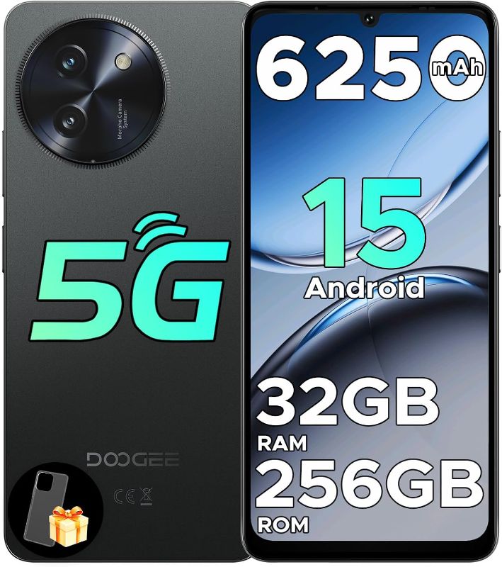 Photo 1 of DOOGEE Note 59 Pro Unlocked Cell Phone 5G Android 15,32GB+256GB/TF 2TB Android Phone,6250mAh Battery,6.75"HD+120Hz Cellphone,16MP+8MP,5G Dual SIM Smartphone,Widevine L1/NFC/Face Unlock/Fingerprint/OTG

