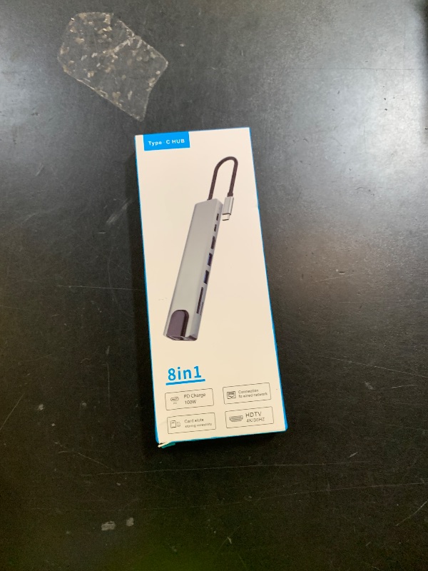 Photo 1 of USB C Hub Multiport Adapter, 8 in 1 USBC Dongle with 4K HDMI, RJ45 Ethernet, 100W PD Charging, USB 3.0, SD/TF Card Reader, USB-C Docking Station for MacBook Pro/Air, Dell, HP and Other Type C Devices