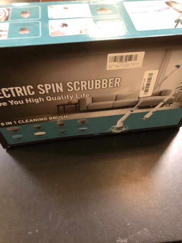 Photo 1 of 1500RPM Electric Spin Scrubber, 8 Brush Heads Electric Scrubber for Cleaning, Shower Scrubber with Long Handle and Two Battery, High Power Scrubber with Display for Bathroom/Tub/Floor