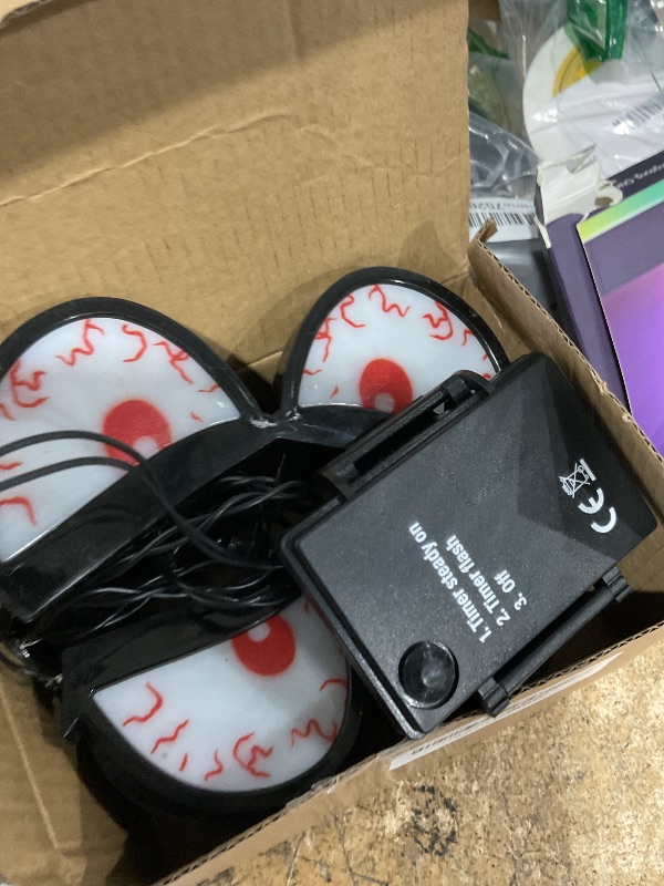 Photo 1 of [Timer] Halloween Lights Spooky Eyes for Bushes Outdoor Indoor, 5 Pairs Glowing Flashing Eyes Orange Purple Color, Halloween Eyes Lights Decorations for Yard Garden Party