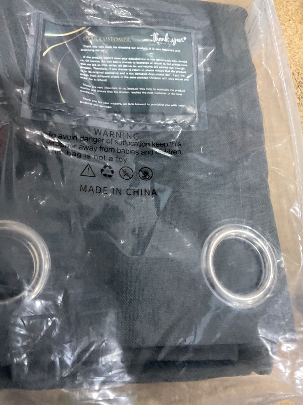 Photo 1 of 108 Inches Extra Long Linen 100% Blackout Curtains for Bedroom - Charcoal Grey Energy Saving Thermal Insulated Burlap Textured Curtain Drapes for Country Villa (Set of 2 Panels,W 52 x L 108)