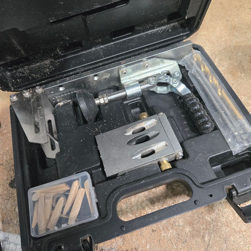 Photo 1 of ***HEAVILY USED*** Kolvoii Pocket Hole Jig, Professional Adjustable Pocket Screw Jig for Strong Joints, Versatile Drill Guide Jig for Materials 1/2" to 3 1/8" Thickness with Storage Case