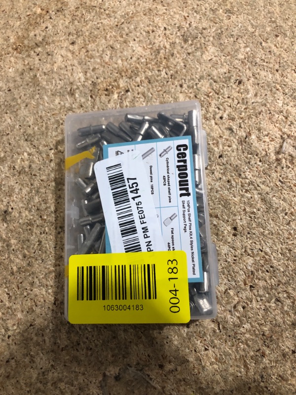 Photo 1 of 104Pcs Shelf Pins Kit,4 Styles Nickel Plated Shelf Support Pegs,Bookshelf Pegs for Shelves,Cabinet Shelf Bracket Pegs Shelf Pins Holders for Kitchen Furniture & Closet ( 5mm & 1/4inch )