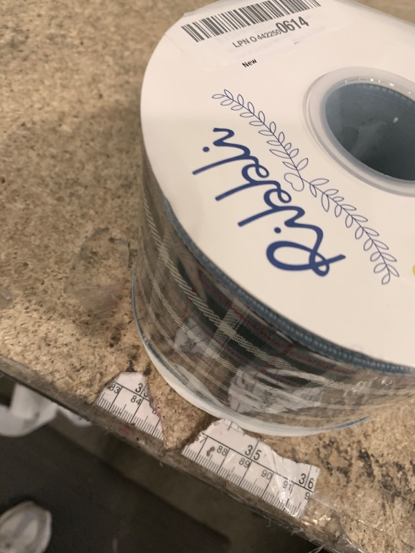 Photo 1 of Ribbli Dusty Blue Velvet Wired Ribbon with Plaid Reversible 4 Inch Christmas Ribbon for Gift Wrapping Christmas Tree Decoration Crafts Wreaths Supplies-Continuous 10 Yards