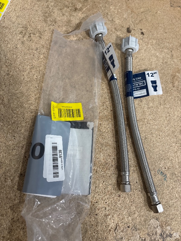 Photo 1 of (2pcs 12 inch) PLUMBINGMASTER Toilet Water Supply Line,3/8" Comp x 7/8" BC Braided Stainless Steel Toilet Supply Line,Toilet Connector Hose with Anti-Leaking Brass Nut