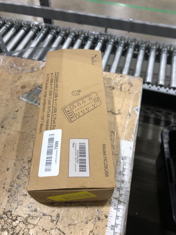 Photo 1 of 10 Feet Surge Protector Power Strip - Nuetsa Extension Cord(1625W/13A) with 8 Outlets and 4 USB Ports, Flat Plug, 2700 Joules, for Home, School, College Dorm Room, and Office, ETL Listed, Black