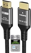 Photo 1 of 10K 8K 4K HDMI Cable 48Gbps 6.6 FT, Certified Ultra High Speed HDMI® Cable 4K 240Hz 144Hz 120Hz 8K60Hz 0.01ms HDR10+ eARC HDCP2.3 Netflix Roku TV PC Monitor Projector PS5 Xbox