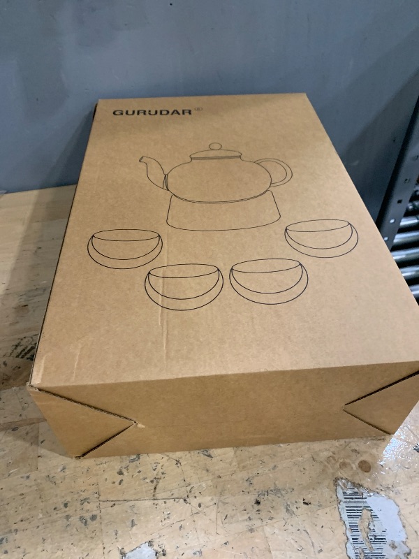 Photo 1 of ** Missing tea pot cap ** GURUDAR Glass Teapot Set, 34OZ/1000ML Glass Tea Kettle with Loose Tea Infuser & Warmer, 5OZ/150ML Double-Wall Tea Cup Set of 4, Stovetop & Microwave Safe Tea Maker, Blooming Tea Gift Set For Women