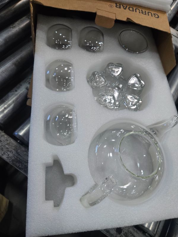 Photo 1 of ** Missing tea pot cap ** GURUDAR Glass Teapot Set, 34OZ/1000ML Glass Tea Kettle with Loose Tea Infuser & Warmer, 5OZ/150ML Double-Wall Tea Cup Set of 4, Stovetop & Microwave Safe Tea Maker, Blooming Tea Gift Set For Women