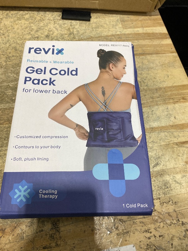 Photo 1 of REVIX Ice Pack for Injuries Reusable Gel for Lower Back, Cold Packs for Back Shoulder, Elbow, Hip, Leg, Wrap Around Entire Knee, Soft Cold Compress,16 × 9" Navy