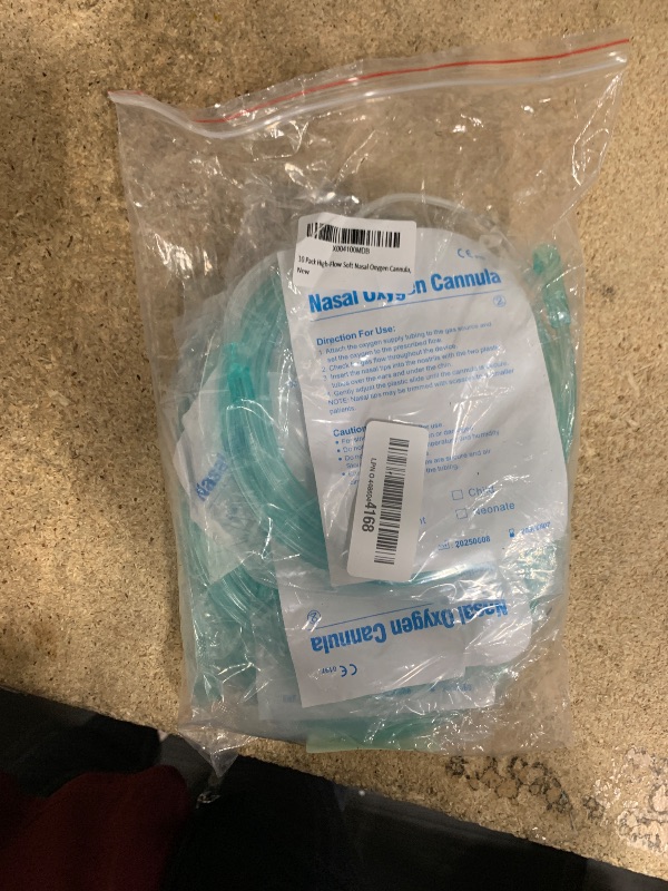Photo 1 of 10 Pack High-Flow Ultra Soft Nasal Oxygen Cannula, Green Crush Resistant Tubing with Standard Connection 6.6 Feet
