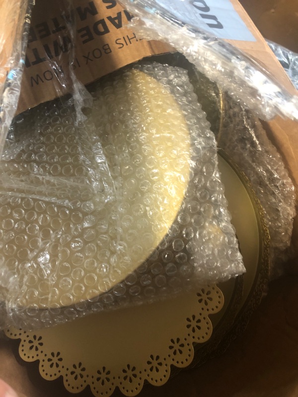 Photo 1 of 11 Pcs Gold Cake Stand Set for Wedding, Dessert Table Display Set for Birthday, Metal Square Serving Trays for Candy, Cupcake Pop Stand Holder Tower with Round Base for Celebration, The Platters for Party