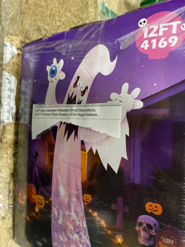 Photo 1 of 12FT Giant Halloween Inflatables Ghost Decorations, Built in 7-Colored Flame Rotation LEDs Huge Halloween Inflatable Large Spooky Blow Ups Halloween, Party, Indoor, Outdoor, Garden, Yard Lawn