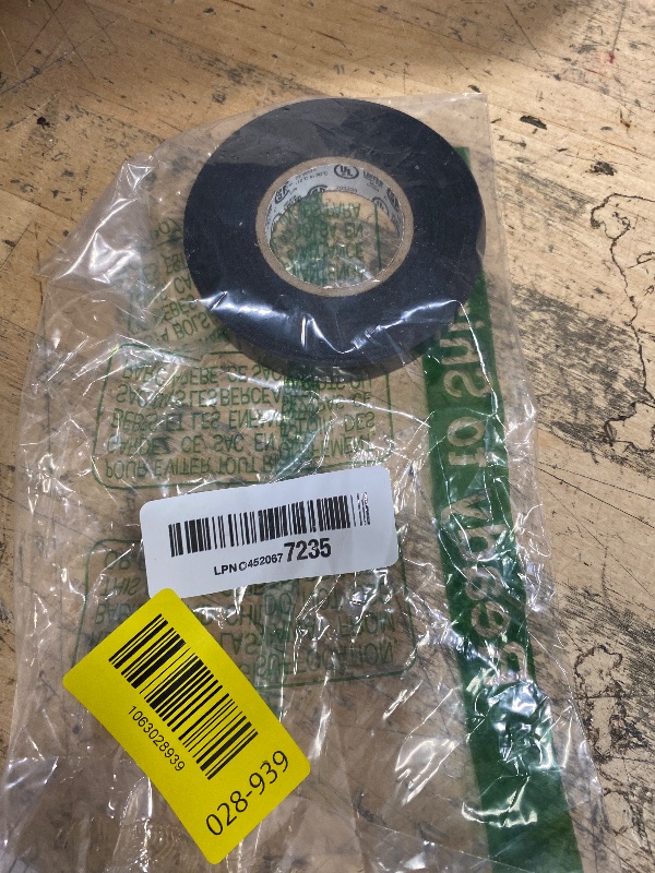 Photo 1 of GGR Supplies T.R.U. EL7566-AW Professional Grade Rubber Black PVC Electrical Tape, Rated up to 600 Volts and 176 F - UL/CSA/CE Listed Synthetic: 1/2 in. x 66 Ft. (8 Mil)