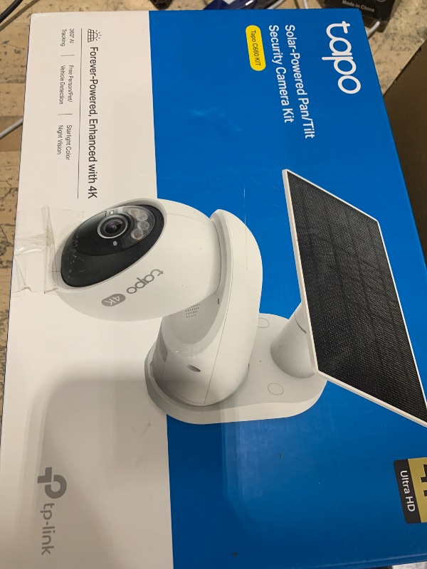 Photo 1 of Tapo 4K Outdoor Camera Wireless, Battery Camera w/Solar Panel, Pan/Tilt, 360° View, 24/7 Capture, Free Person/Vehicle Detection, Night Vision, SD/Cloud, Works w/Alexa and Google Home, VistaCam 360