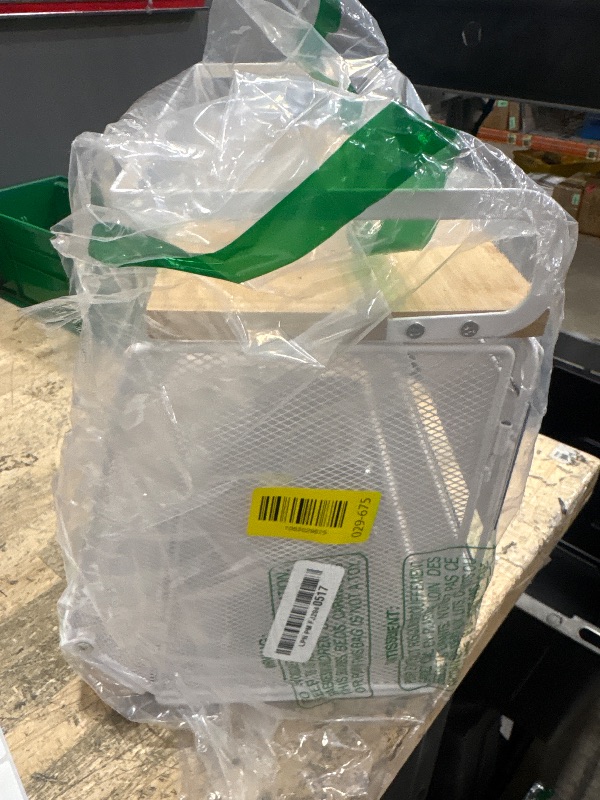 Photo 1 of 1 Pack Magnetic Shelf for Fridge with Wood Lid, Mesh Magnetic Storage Basket for Refrigerator, Organizer Rack for Fruit, Onion, Potato, Kitchen Counter or Laundry (White, M)