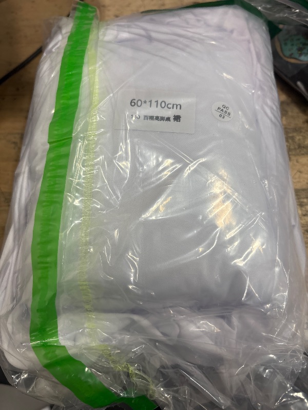 Photo 1 of 2-Pack 24"x43" White Round Cocktail Table Skirts | Stretch Spandex Fitted Tablecloths | Stain-Resistant, Wrinkle-Resistant, and Machine Washable for Bars, Weddings, Parties, and Banquets