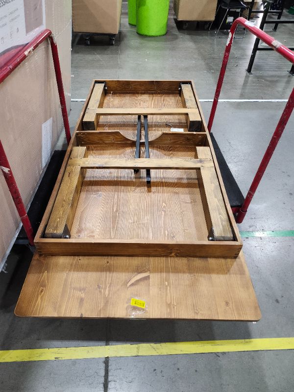 Photo 1 of ***************HAS MAJOR CRACK (SEE 3RD PICTURE)***************
Flash Furniture Hercules Series 8' x 40" Rustic Solid Pine Folding Dining Table, Rectangular Antique Farmhouse Dining and Event Extension Table