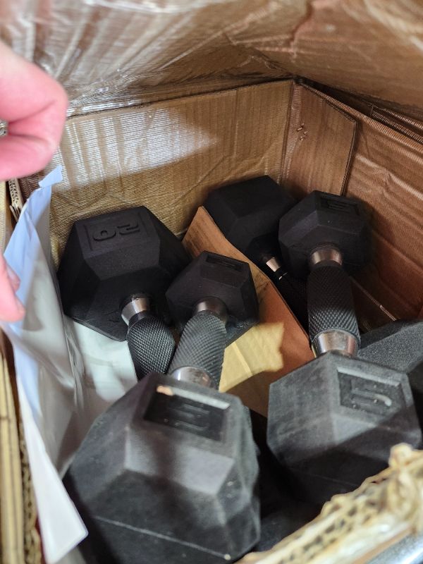 View 2 of ************INCOMPLETE ITEM, THIS IS ONLY THE 5 POUND AND 20 POUND DUMBBELLS***********
CAP Barbell 100 LB Coated Hex Dumbbell Weight Set with Comfort Grip and with Vertical Rack
