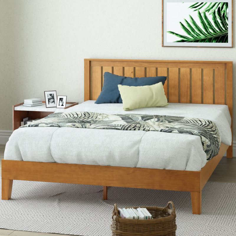 Photo 1 of ****************MISSING HARDWARE*************
Zinus Alexis Deluxe Wood Platform Bed Frame with Headboard, Wood Slat Support, No Box Spring Needed, Easy Assembly, Rustic Pine, King
