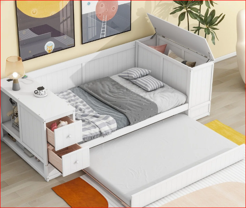 Photo 1 of ************INCOMPLETE ITEM, THIS IS ONLY BOX #2 OUT OF 2 TOTAL**************
Twin Size Daybed with Storage Arms and Trundle