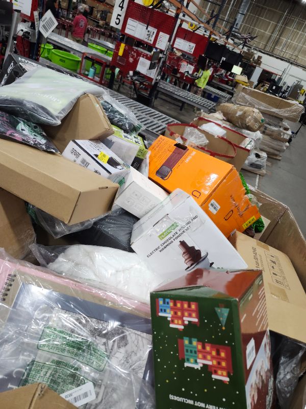 Photo 1 of 
Box Size: 4-Foot Pallet (Truck/Trailer Pickup Only) | This 4-foot pallet contains roughly 200-300 assorted items, the same types we list for auction daily. Sourced from return centers, items are uninspected and may be new or gently used, with typical val