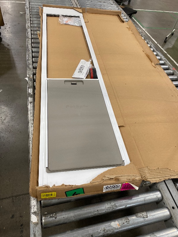 Photo 1 of (used)(damaged)(please see all images) PetSafe Sliding Glass Pet Door - No-Cut DIY Install Doggy Door for Renters - Aluminum Frame - Adjustable Height 75 7/8" to 81" - Ideal for Extra Large Dogs Up to 220 lb - White