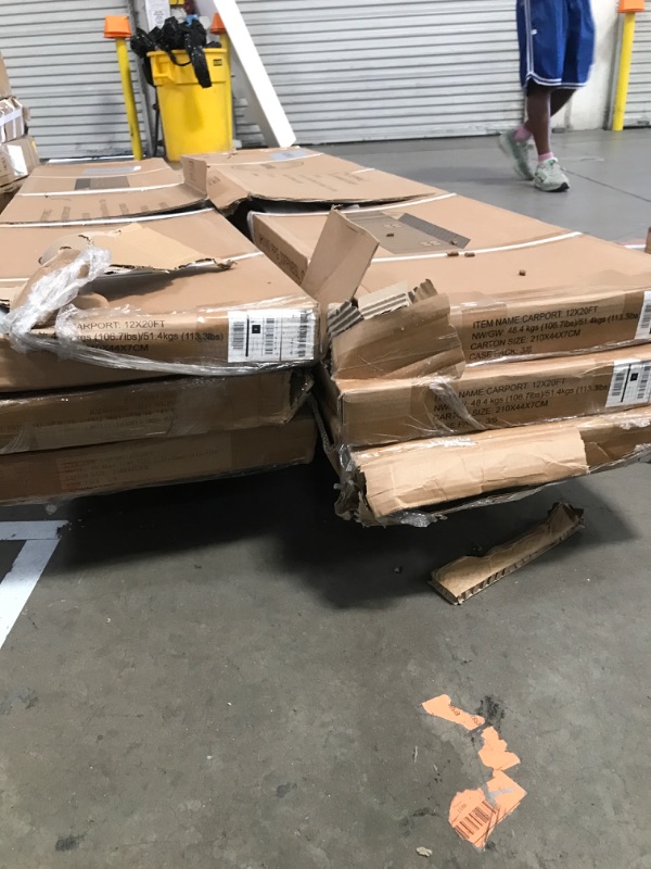 Photo 1 of (SOLD FOR PARTS) GarveeLife 12x20 FT Metal Carport, Enclosed Car Port with Reinforced Frame and Steel Roof for All-Weather Use, Metal Garage Shed for Full-Sized Pickup Trucks