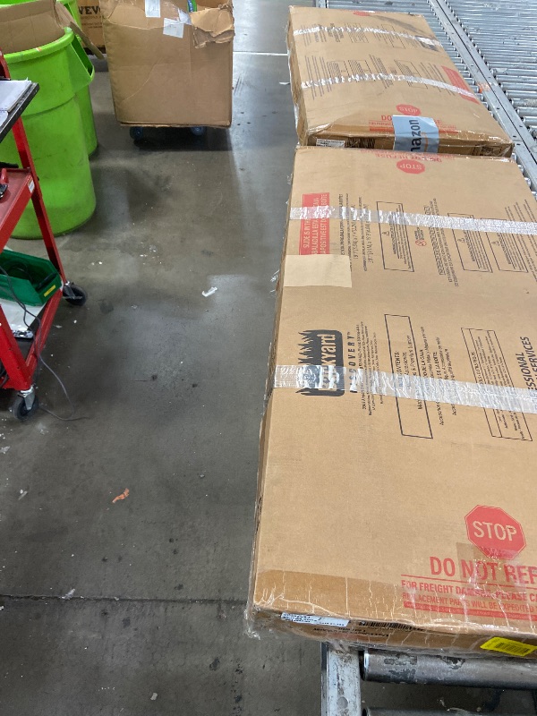 Photo 1 of """ Box 2 and 3 Missing Box 1Backyard Discovery Belmont Cedar Wood Swing Set with Wave Slide, Play Deck, Rock Wall Ladder, Snack Bar Window, Shaded Picnic Area, Bench, Belt Swings, Trapeze, Sandbox Area, Canopy, Outdoor Playset