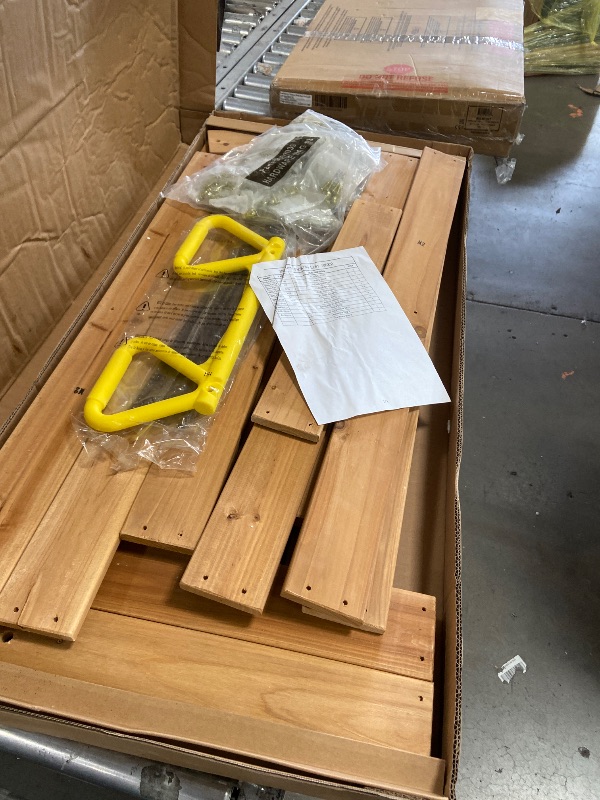 Photo 1 of """ Box 2 and 3 Missing Box 1Backyard Discovery Belmont Cedar Wood Swing Set with Wave Slide, Play Deck, Rock Wall Ladder, Snack Bar Window, Shaded Picnic Area, Bench, Belt Swings, Trapeze, Sandbox Area, Canopy, Outdoor Playset