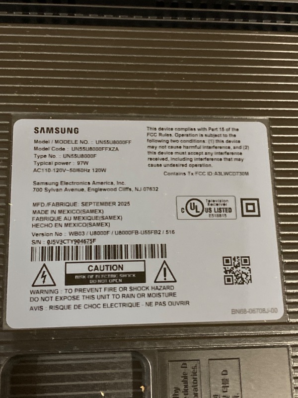 Photo 1 of *** DAMAGED SCREEN BROKEN ** Samsung 55-Inch Class Crystal UHD U8000F 4K Smart TV (2025 Model) Endless Free Content, Crystal Processor 4K, MetalStream Design, Knox Security, Compatible with Alexa