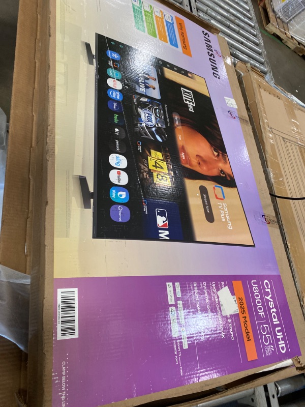 Photo 1 of ** MAJOR DAMAGE TO SCREEN ***Samsung 55-Inch Class Crystal UHD U8000F 4K Smart TV (2025 Model) Endless Free Content, Crystal Processor 4K, MetalStream Design, Knox Security, Compatible with Alexa