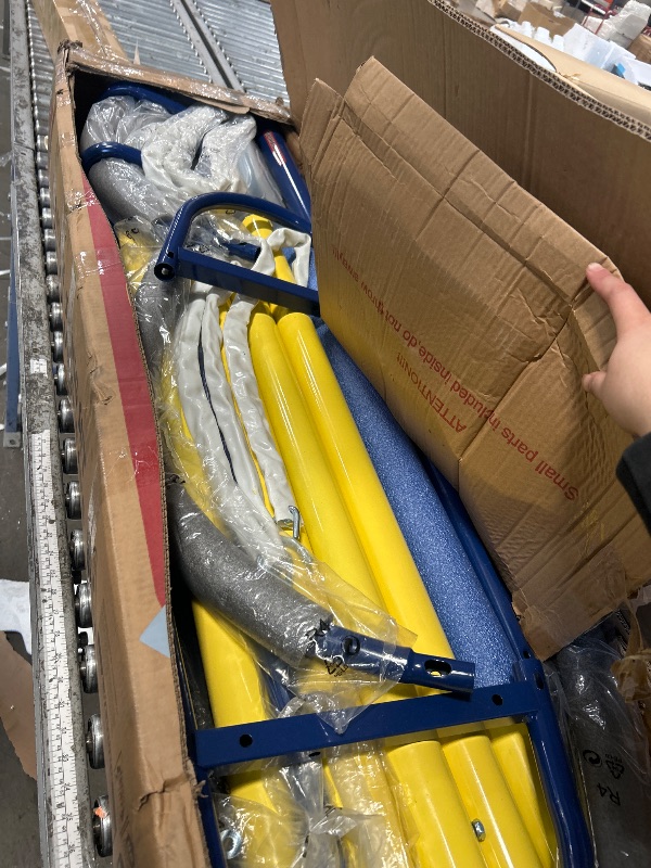 Photo 1 of ***UNKNOWN OF MISSING BOXES OR PARTS ***Sportspower Starlight Metal Swing Set with LED Swings, 2-Person Saucer Swing & 5ft Slide, Outdoor Kids Playset with Safe Design – 12.2' L x 6' W x 5.91' H, 500lbs Max Weight