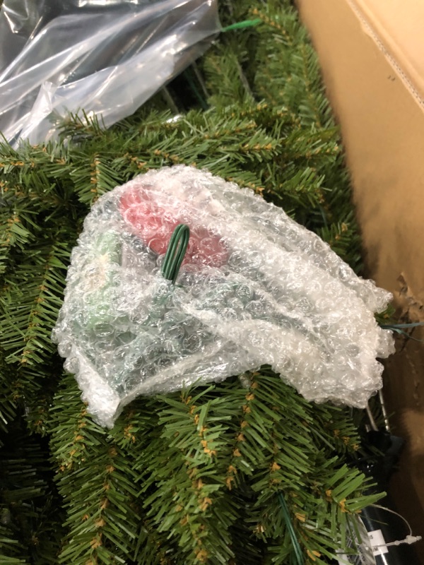 Photo 1 of National Tree Company 9 ft Pre-Lit Dunhill Fir Artificial Christmas Tree, 900 LED Lights, 4,026 Tips, Foot Pedal, 10 Light Functions, Includes Stand, Green