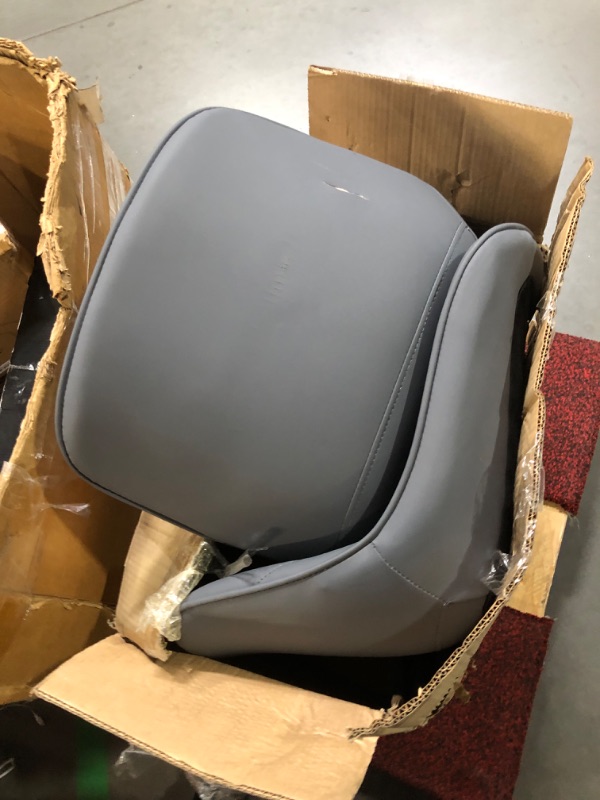 Photo 1 of ***DAMAGED, LEATHER IS TORN*** Yaheetech Dark Gray Bar Stools Set of 2, PU Leather Bar Chairs with Backrest, Height Adjustable Swivel Island Stools for Bar, Kitchen Counter, Light Grey