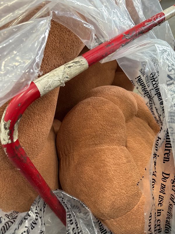 Photo 1 of *Photo for Reference* MAXYOYO Giant Bean Bag Chair with Ottoman, Pumpkin-Shaped Bean Bag Sofa with Footstool, Oversized Boneless Couch Chair in a Box, Comfy and Lazy Lounge for Dorm, Living Room, Bedroom, Beige