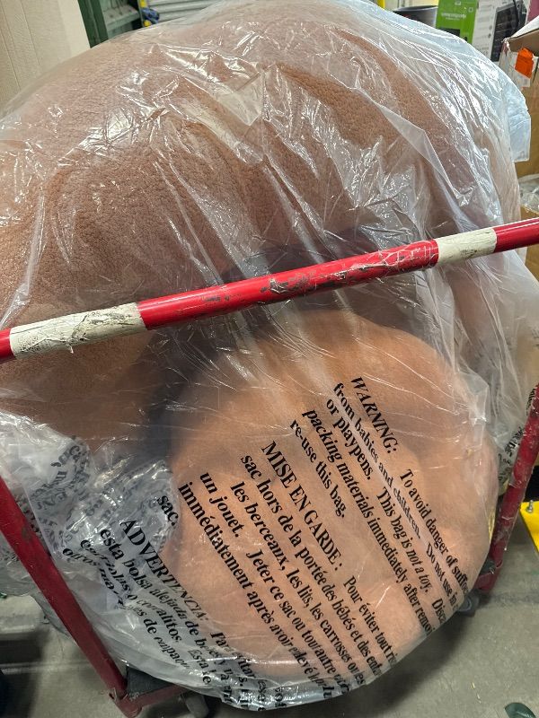 Photo 1 of *Photo for Reference* MAXYOYO Giant Bean Bag Chair with Ottoman, Pumpkin-Shaped Bean Bag Sofa with Footstool, Oversized Boneless Couch Chair in a Box, Comfy and Lazy Lounge for Dorm, Living Room, Bedroom, Beige