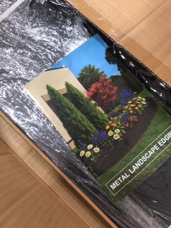 Photo 1 of ?Galvanized Steel Landscape Edging Border 6 Packs 42'' L x 12.5'' H, Metal Landscape Garden Edging Border with 6 Stakes, Hammer-in Lawn Edging for Landscaping, Flower Bed, Yard, Pathway (21ft Total)