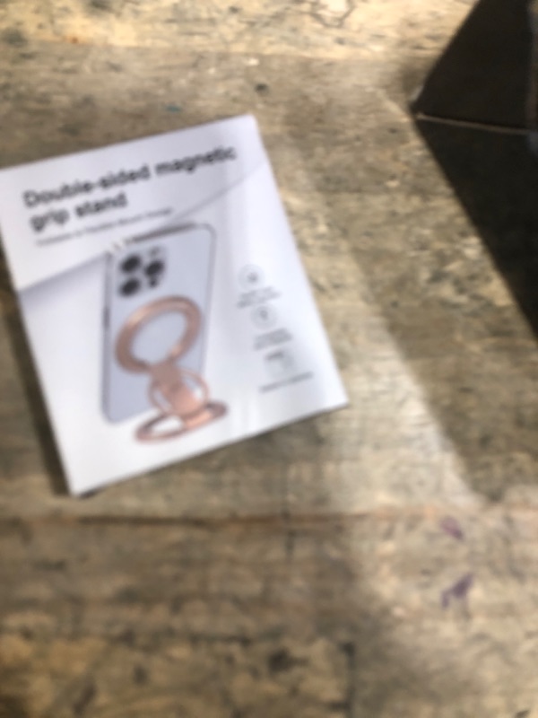 Photo 1 of *USED*RESPECTED BRO-Magnetic-Phone-Ring-Holder with Dual Rings, Compatible with iPhone 17/16/15/14/13/12, Multifunctional Stand for Office, Gym, Kitchen & All Metal Surfaces, Finger Loop Grip (Desert Gold)